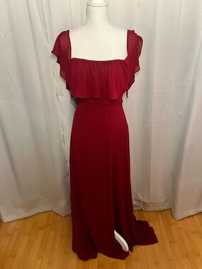 Ever Pretty Crimson Ruffle Bridesmaid Dress - SIZE 6